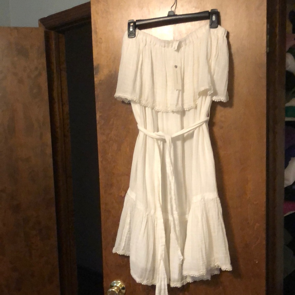 Anthropologie White Tiered Ruffled Sundress